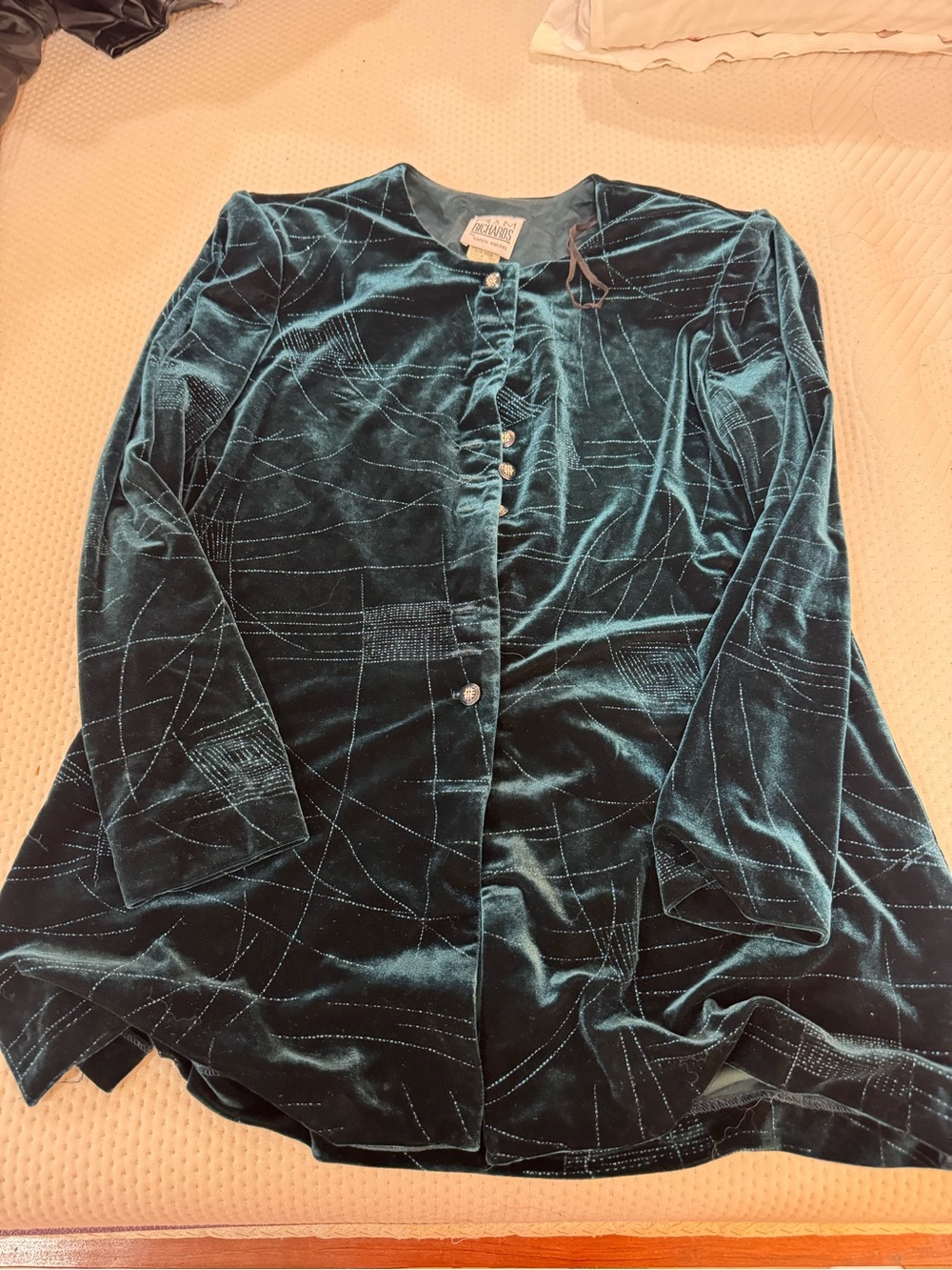 VINTAGE Petite Velvet Button-Front DRESS in Teal